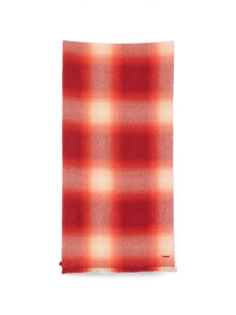 GOD'S TRUE CASHMERE plaid fringed scarf Red FW25A2015CCASTOM