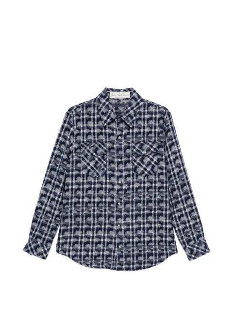 GOD'S TRUE CASHMERE Shibori plaid cashmere shirt Blue FW25U1111SHPIND