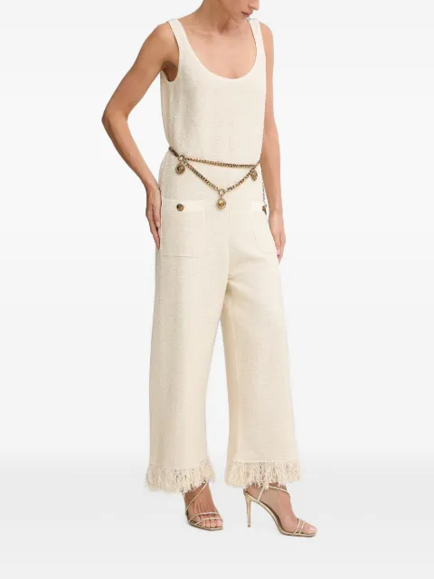 Elisabetta Franchi fringe-trim chain-belt jumpsuit Neutrals KT70R62E2