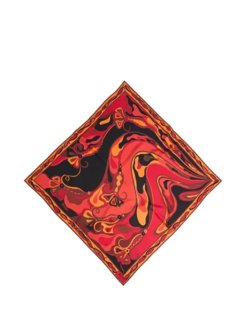 PUCCI Orchidee-print silk carrè scarf Red 6HGB436HC