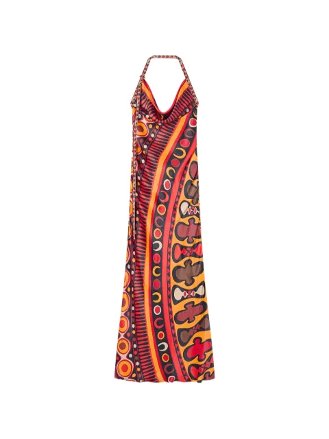 PUCCI Soleil-print orange satin dress Red 6HRI106H888
