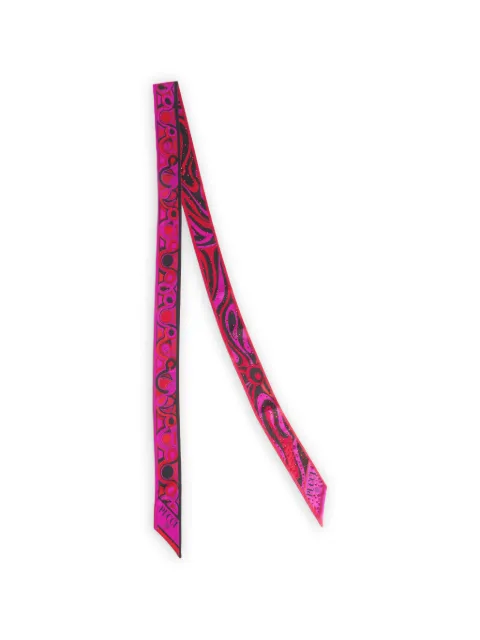 PUCCI mixed print silk twill with rhinestones scarf Pink 6HGB256HC