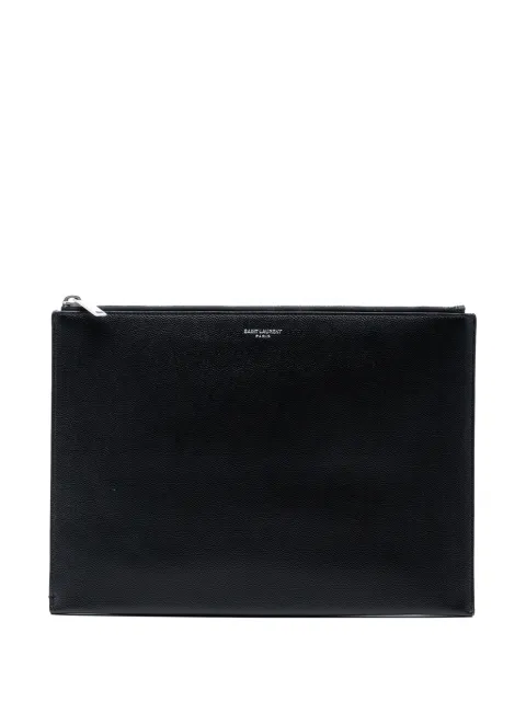 Saint Laurent Pre-Owned 2018 Grained Leather Zip clutch bag Black WCNL4OF7NWC9WVBC