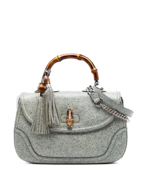 Gucci Pre-Owned 2016-2026 Large Speckled Leather New Bamboo Top Handle Bag satchel Grey U9U25MFSX8OEAX3U
