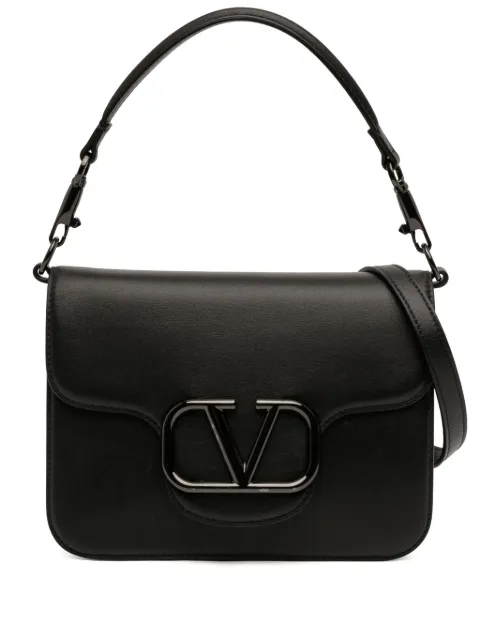 Valentino Garavani Pre-Owned 2000-2025 Calfskin Logo Flap satchel Black NVXL8UM5MF6KVM22