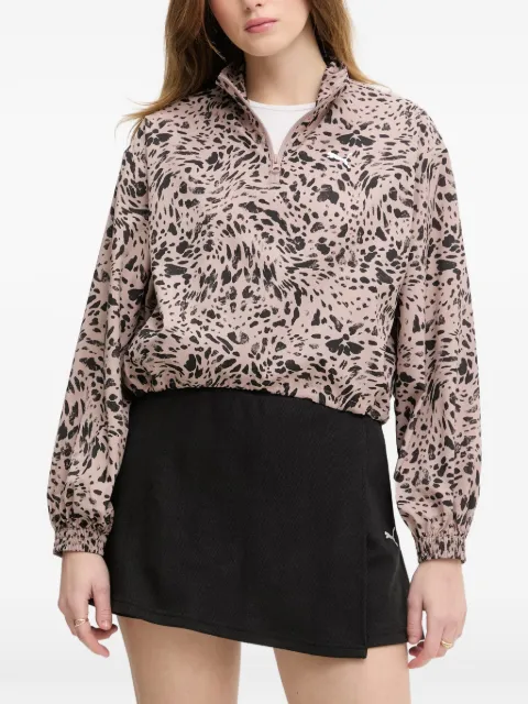 PUMA leopard-print quarter-zip sweatshirt Neutrals 692465