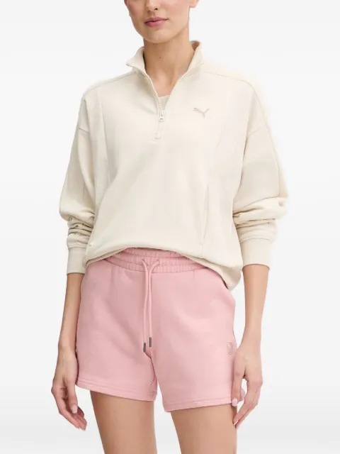 PUMA Class logo-embroidered half-zip sweatshirt Neutrals 691873