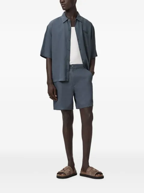 AllSaints logo-print oversized short-sleeve shirt Blue M116SE