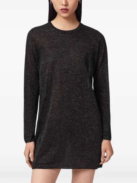 AllSaints logo-print metallic-effect dress Black W176DE