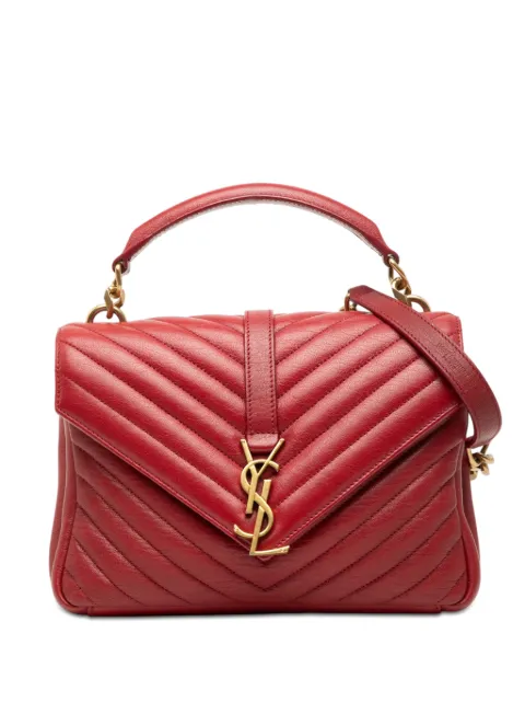 Saint Laurent Pre-Owned 2017 Medium Chevron Sheepskin Monogram College satchel Red U0VBIZ7SDJIFHK0O