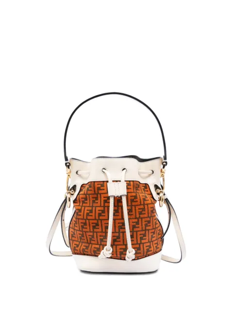 Fendi Pre-Owned 2010-2026 Mini Zucca Suede Mon Tresor bucket bag Orange 21SKWBJLQX6R93H1