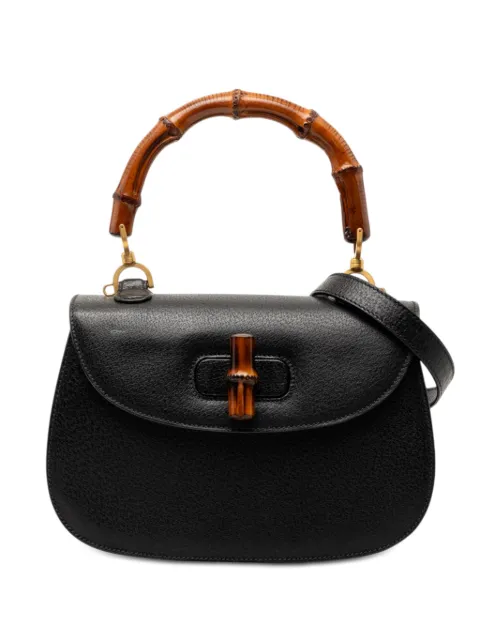 Gucci Pre-Owned 20th Century Small Grained Calfskin Bamboo Night satchel Black U18MYW0547ORAPHT