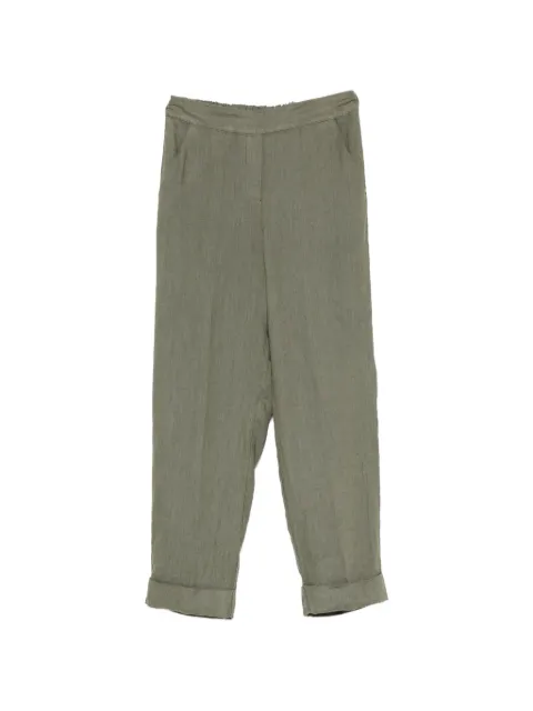 ZANETTI elasticated-waistband turned-up cuffs trousers Green ZP8155A70301T038