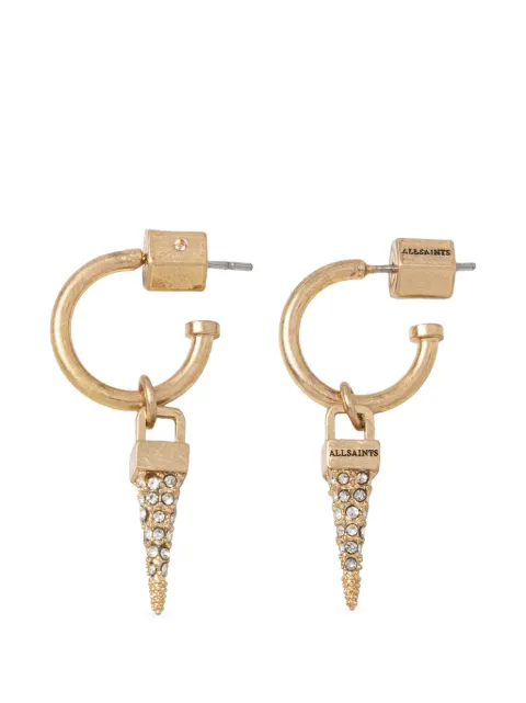 AllSaints crystal-embellished spike hoop earrings Gold 37568585