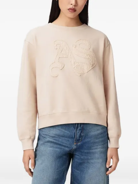 AllSaints logo-patch crew neck sweatshirt Pink W198JE