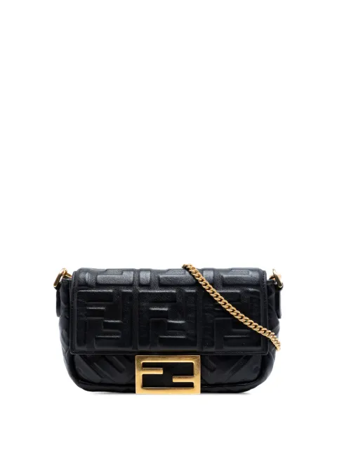 Fendi Pre-Owned 2010-2026 Mini Zucca Embossed Leather Baguette satchel Black IPYYKE0IKK8ZFJ5S