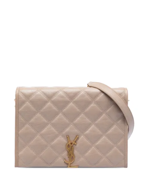 Saint Laurent Pre-Owned 2021 Mini Quilted Lambskin Becky Chain shoulder bag Brown GAC4QHZE5VNWAGUY