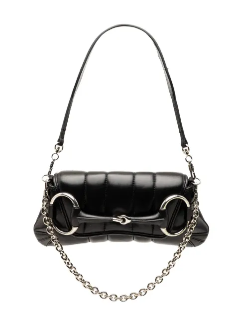 Gucci Pre-Owned 2016-2026 Small Quilted Leather Horsebit Chain satchel Black XEHRW1RC3FKRS1H6