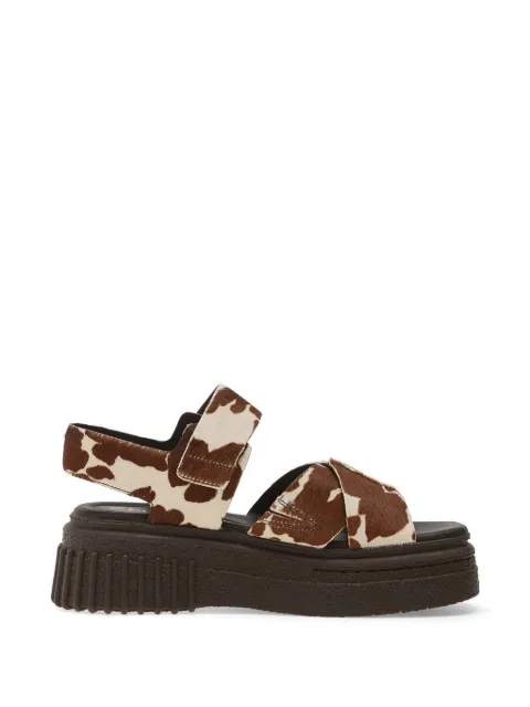 Clarks Evamar cow-print platform sandals Brown 261858914