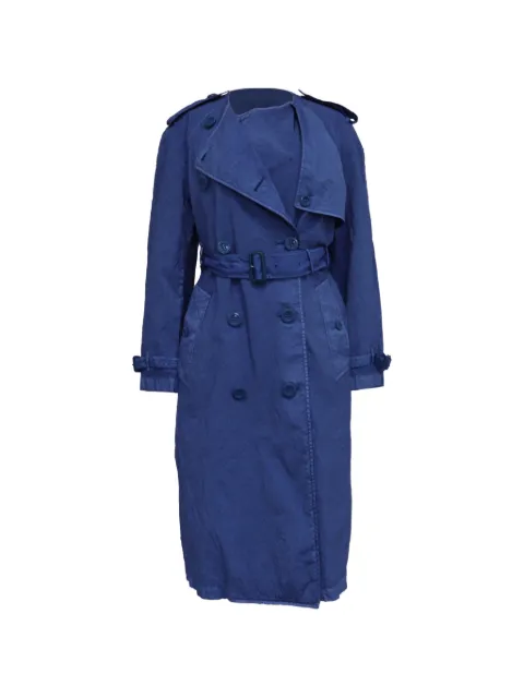 Burberry Pre-Owned collarless double-breasted trench coat Blue GILTPUUSCL737181W