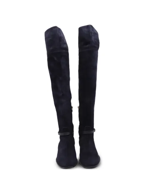 Burberry Pre-Owned Buckled accent knee-high boots Blue RFCPUUSSH737374W