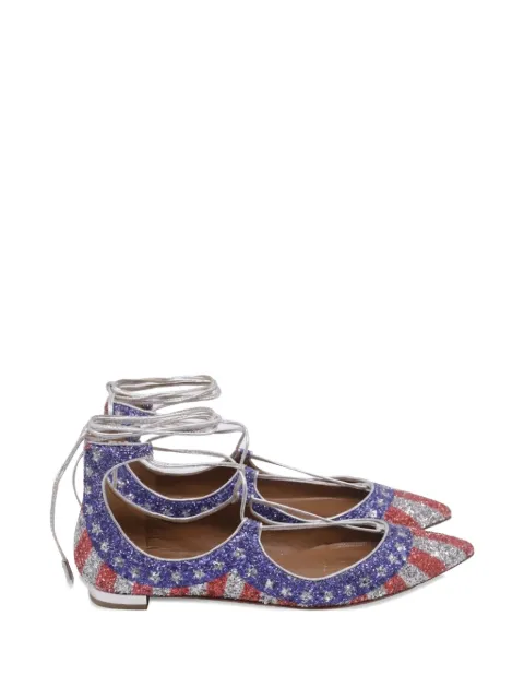 Aquazzura Christy lace-up ballet flats Blue RFCPUUSSH737369W