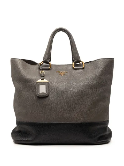 Prada Pre-Owned 2010-2026 Bicolor Vitello Daino Open Convertible Tote satchel Brown ACFHG341XY460ZVF