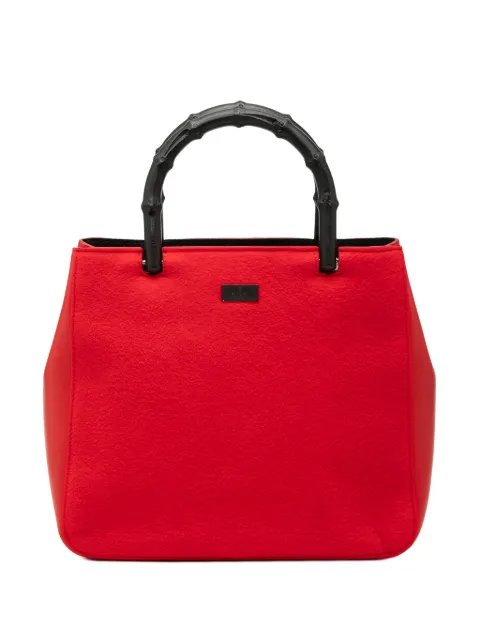 Gucci Pre-Owned 2000-2015 Wool and Calfskin Bamboo Top Handle Bag tote bag Red 51XJMBNVQ5NQCTCW