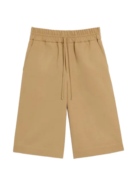 AMI Paris cotton and linen elasticated large bermuda shorts Neutrals H26HSO854CO0258