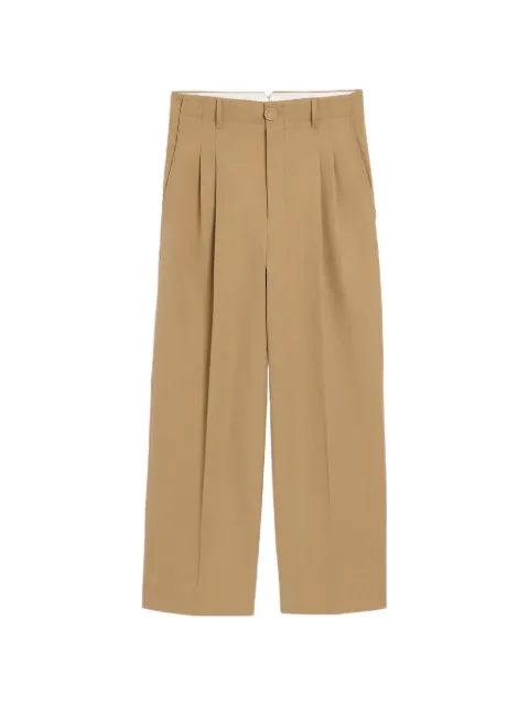 AMI Paris cotton and linen high waisted carrot fit trousers Neutrals H26HTR914CO0258