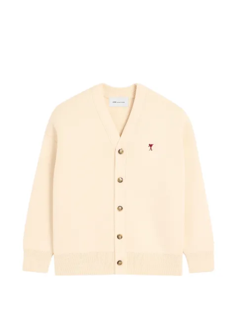 AMI Paris cotton and wool arrow cardigan Neutrals H26HKC391KN0188