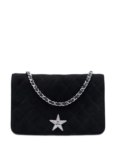 CHANEL Pre-Owned 2019 Quilted Suede Cocostellar Wallet on Chain crossbody bag Black X14G3PU9ZJ5SRIGG