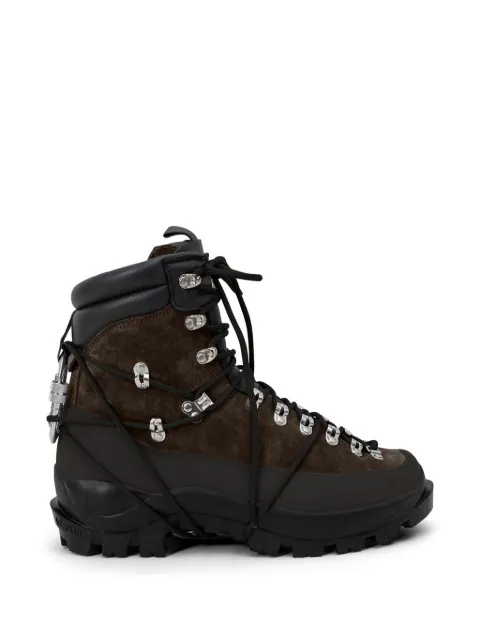 HELIOT EMIL carabiner-detail lace-up hiking boots Brown AW26PRE17024DBR21CO