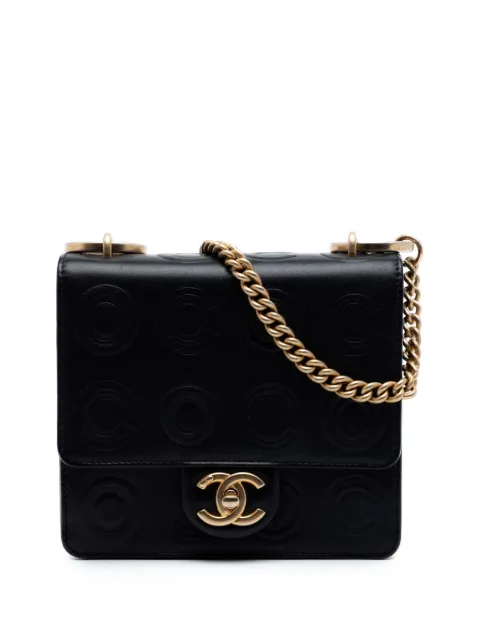 CHANEL Pre-Owned 2019 Mini Square Calfskin Coco Embossed Flap crossbody bag Black 3CS77BHATPZHI58N