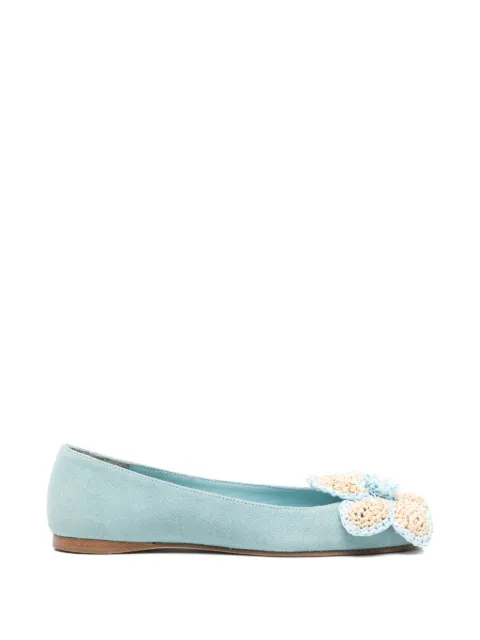 Paloma Barceló flower-appliqué ballet flats Blue 301501