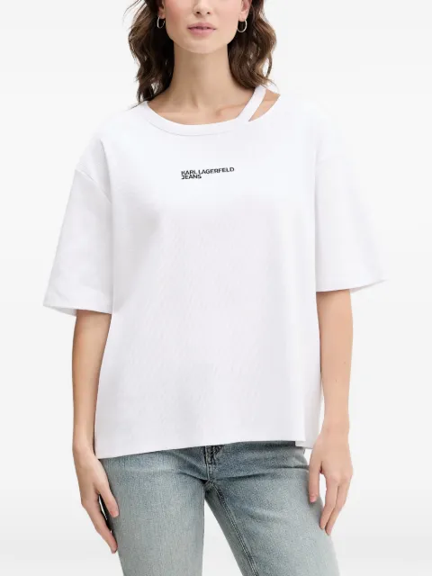 Karl Lagerfeld Jeans cut-out logo-embroidered T-shirt White B2W17077100
