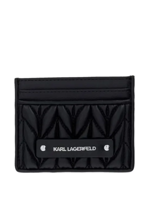 Karl Lagerfeld quilted logo-plaque card holder Black B2W320011AV