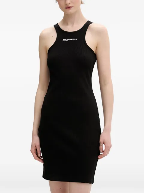 Karl Lagerfeld Jeans ribbed-knit logo-embroidered mini dress Black B2W13046999