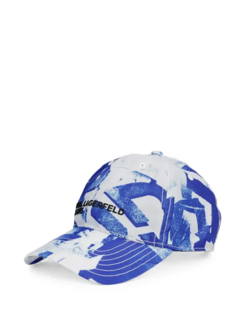 Karl Lagerfeld Jeans abstract-print logo-patch baseball cap White B2M33013