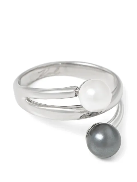 Karl Lagerfeld faux-pearl open-band ring Silver KLAYR25016