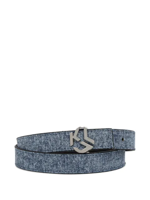 Karl Lagerfeld Jeans monogram-buckle denim belt Blue B2W330111CN