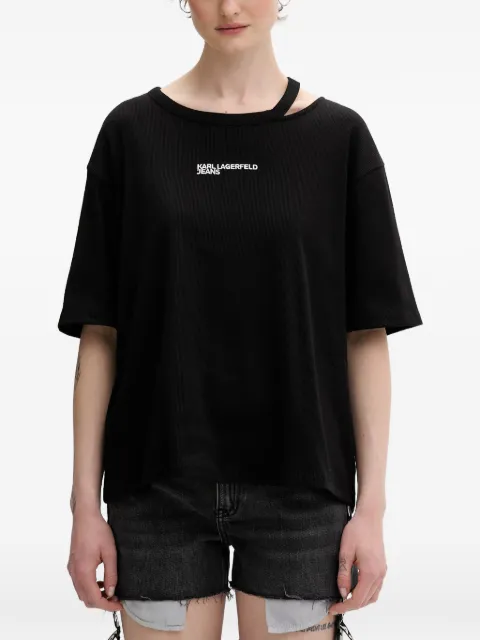 Karl Lagerfeld Jeans logo-print cut-out T-shirt Black B2W17077999