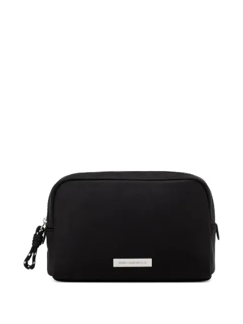 Karl Lagerfeld logo-plaque zip-top wash bag Black B2W32033999