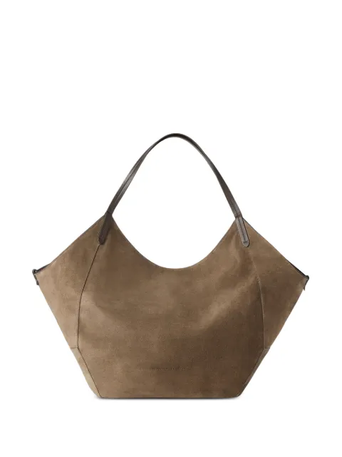 Brunello Cucinelli BC Duo shopper in water-resistant alpaca and wool Prince of Wales with Monili Brown MB57B2835C016