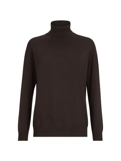 Brunello Cucinelli cashmere turtleneck sweater with Monili Brown M12150103C9792
