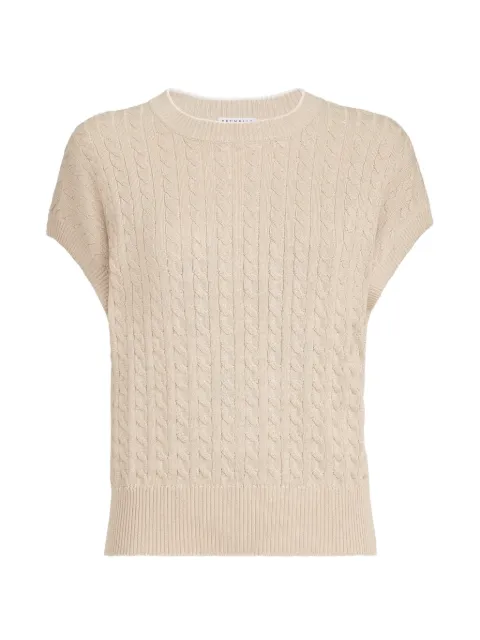 Brunello Cucinelli sparkling cotton cable-knit sweater Neutrals MAZ226100CMA71