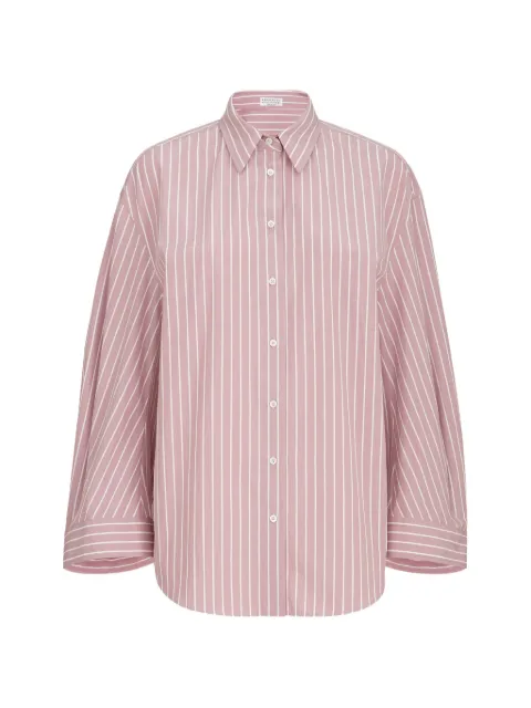 Brunello Cucinelli striped cotton-poplin shirt Pink MG701M2V26C004