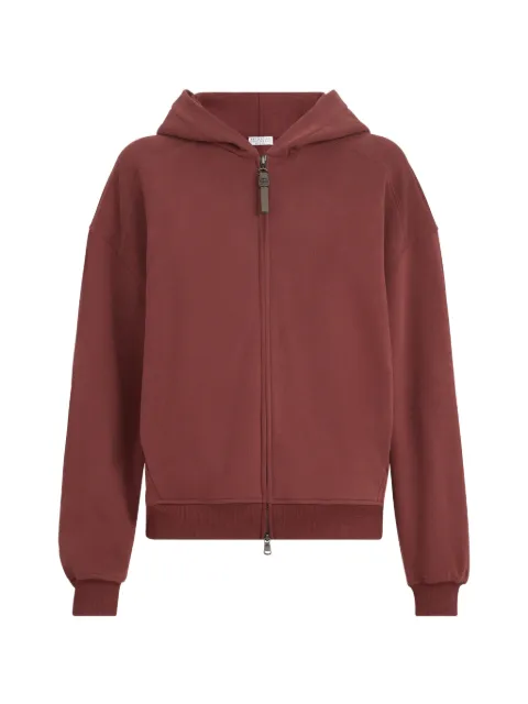 Brunello Cucinelli cotton smooth french terry topwear with shiny zipper pull Red MN05NHF406C9813
