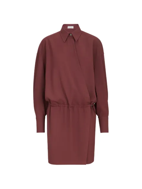 Brunello Cucinelli virgin-wool fluid twill shirt dress with Monili Red MG542AB1A1C9813