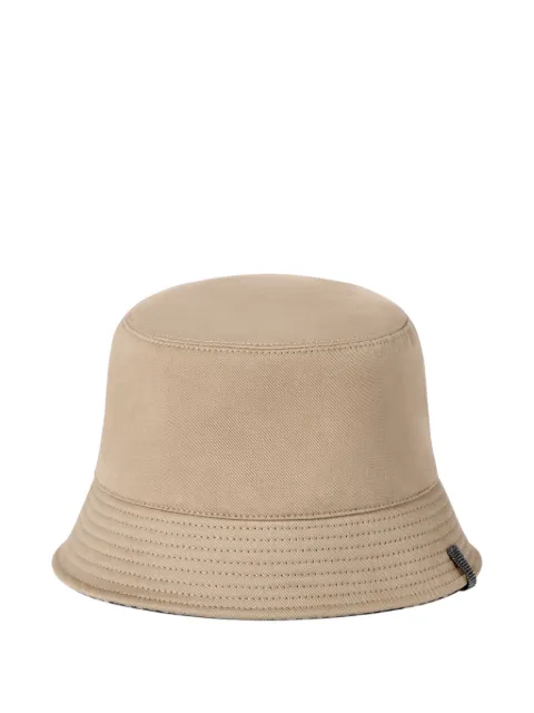 Brunello Cucinelli cotton, linen and virgin-wool reversible bucket hat with monili Neutrals MCAP90231C631